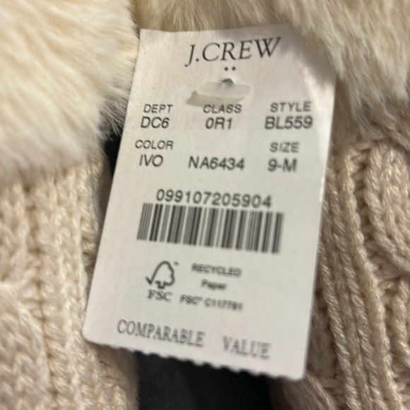 J. Crew cable knit scuff slippers Cream Color size 9 - Picture 5 of 5